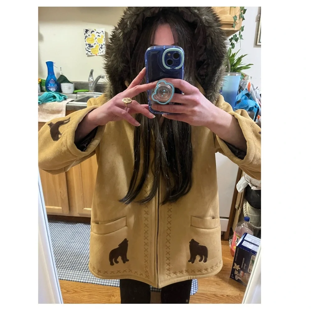 Vintage Coldwater Creek 90s faux fur hooded coat - Picture 9 of 13